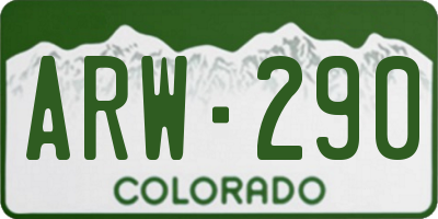 CO license plate ARW290