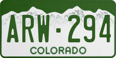 CO license plate ARW294