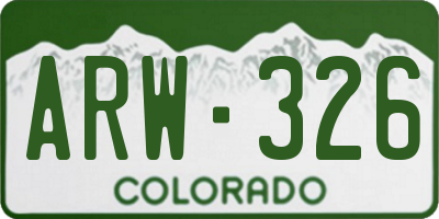 CO license plate ARW326