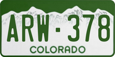 CO license plate ARW378