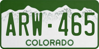 CO license plate ARW465