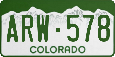 CO license plate ARW578