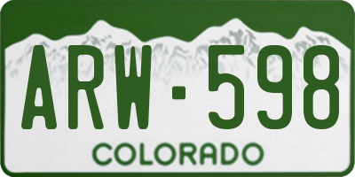 CO license plate ARW598