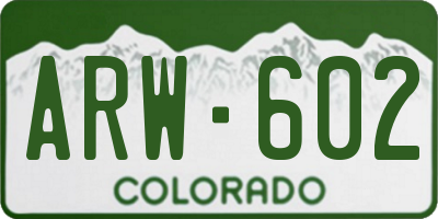 CO license plate ARW602