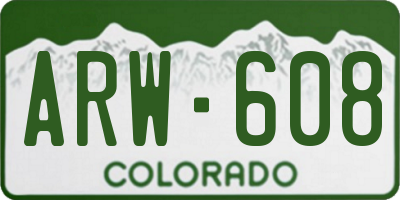 CO license plate ARW608
