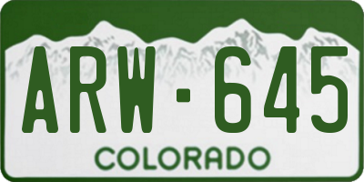 CO license plate ARW645