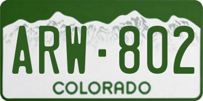 CO license plate ARW802