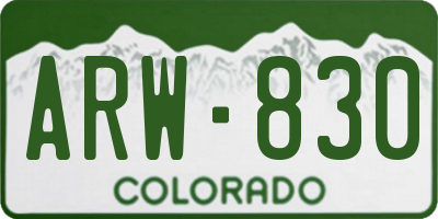 CO license plate ARW830