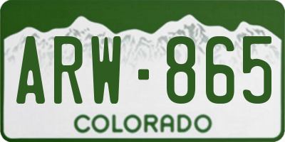 CO license plate ARW865