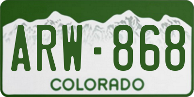 CO license plate ARW868