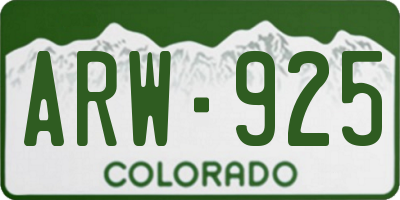 CO license plate ARW925