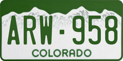 CO license plate ARW958