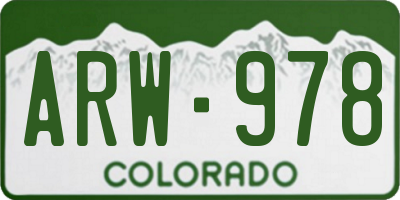 CO license plate ARW978