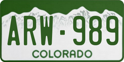 CO license plate ARW989