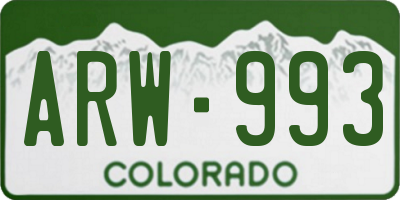 CO license plate ARW993