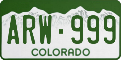 CO license plate ARW999