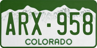 CO license plate ARX958