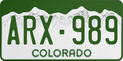 CO license plate ARX989