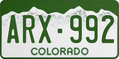 CO license plate ARX992