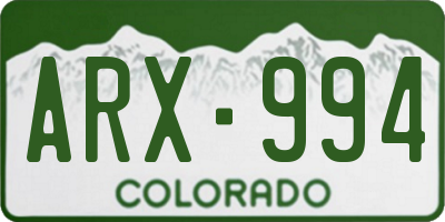 CO license plate ARX994