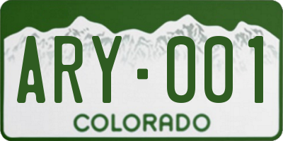 CO license plate ARY001