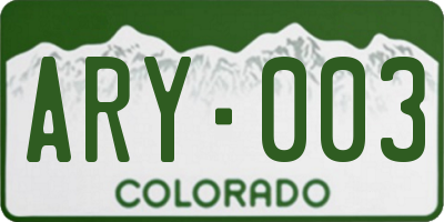 CO license plate ARY003