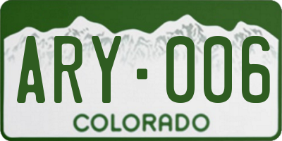 CO license plate ARY006