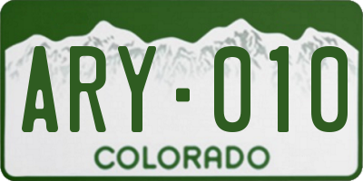 CO license plate ARY010