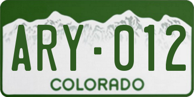 CO license plate ARY012