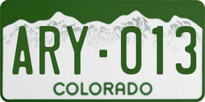 CO license plate ARY013