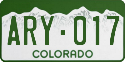 CO license plate ARY017