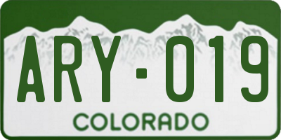 CO license plate ARY019