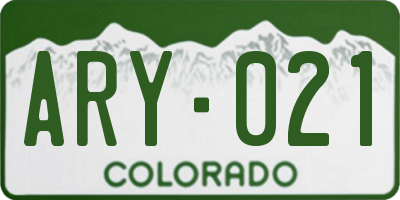 CO license plate ARY021