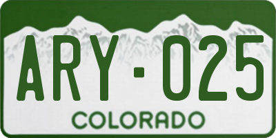 CO license plate ARY025