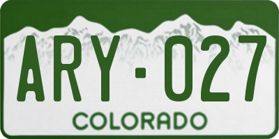CO license plate ARY027