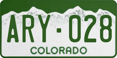 CO license plate ARY028
