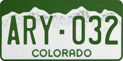 CO license plate ARY032