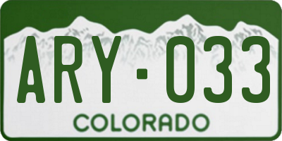 CO license plate ARY033