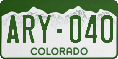 CO license plate ARY040