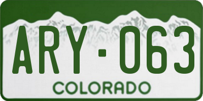 CO license plate ARY063