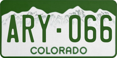 CO license plate ARY066