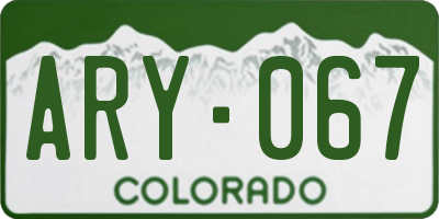 CO license plate ARY067
