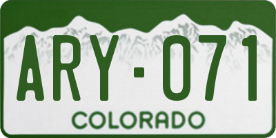 CO license plate ARY071