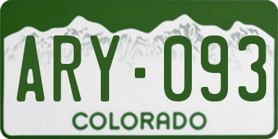 CO license plate ARY093