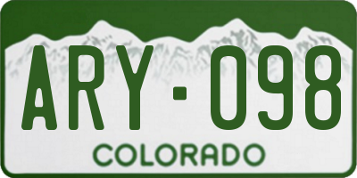 CO license plate ARY098