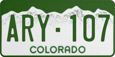 CO license plate ARY107