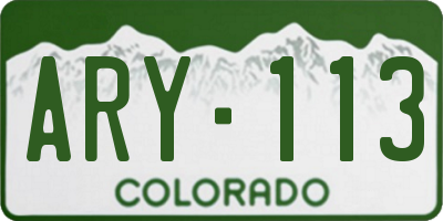 CO license plate ARY113