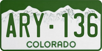 CO license plate ARY136