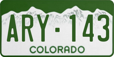 CO license plate ARY143