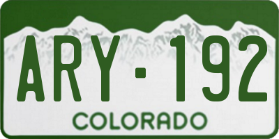 CO license plate ARY192